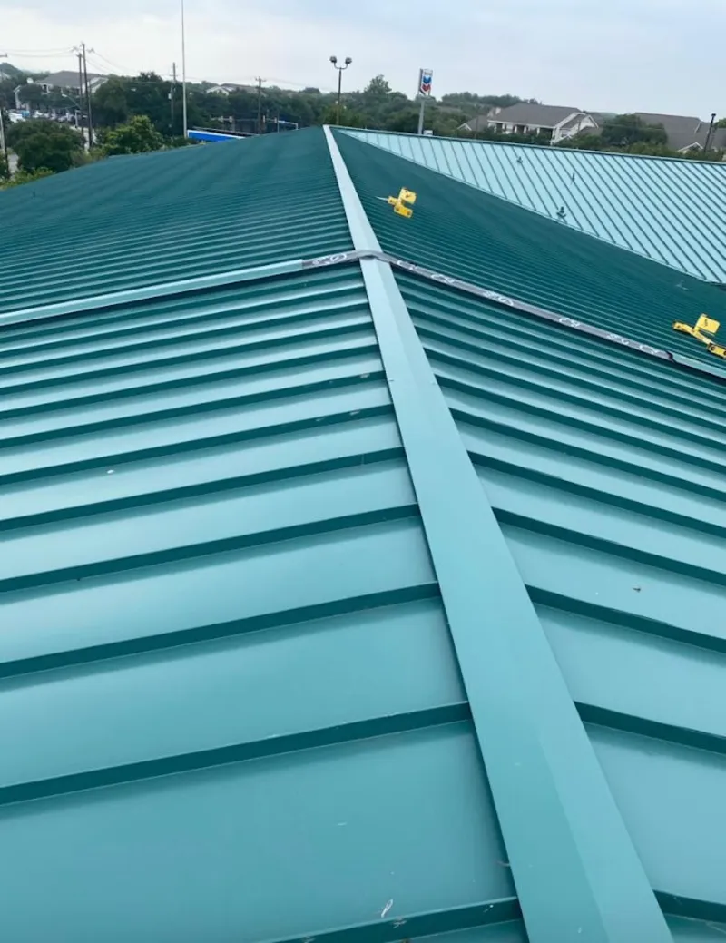 Green commercial metal roof ridge and valley for Metal Roof Repair in Veneta